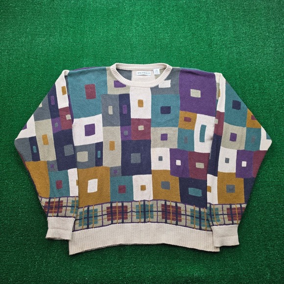 Bachrach Other - Vintage Bachrach Sweater Mens XXL Silk Cotton Geometric Abstract Art Knit
